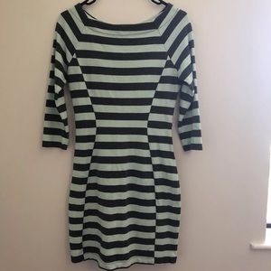 🌺 Gap Women’s Knit Dress XS Gray & Mint Striped
